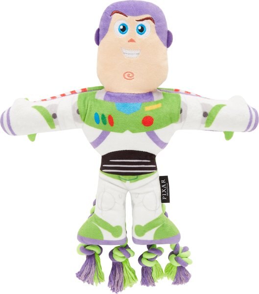 Pixar Buzz Lightyear Plush with Rope Squeaky Dog Toy