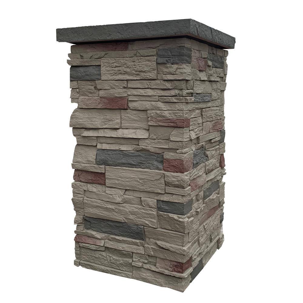 NextStone Country Ledgestone 30 in. x 16 in. Teton Buff Faux Polyurethane Stone Column Siding Wrap (4-Piece) 30 4PC-CL-CW-TTB