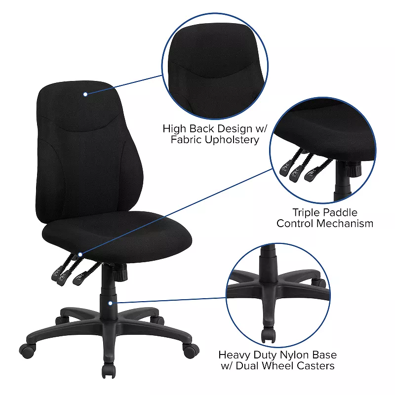 Emma and Oliver Mid-Back Black Fabric 1.5 Back Adjustment Ergonomic Task Office Chair