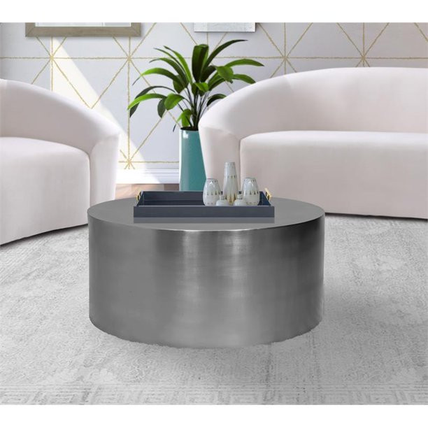 Elegant Coffee Table  Metal Construction With Cylindrical Shape   Contemporary   Coffee Tables   by Declusia  Houzz