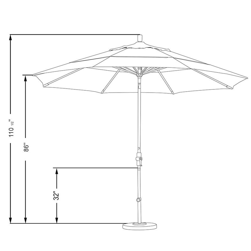 California Umbrella 11 Ft. Octagonal Aluminum Collar Tilt Patio Umbrella W/ Crank Lift and Aluminum Ribs