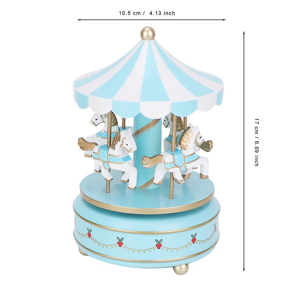 Merry Go Round Music Box Carousel Gift Christmas Wedding Birthday Gift Decor Blue