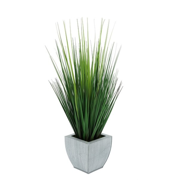 Faux PVC Grass in Tapered Zinc Planter