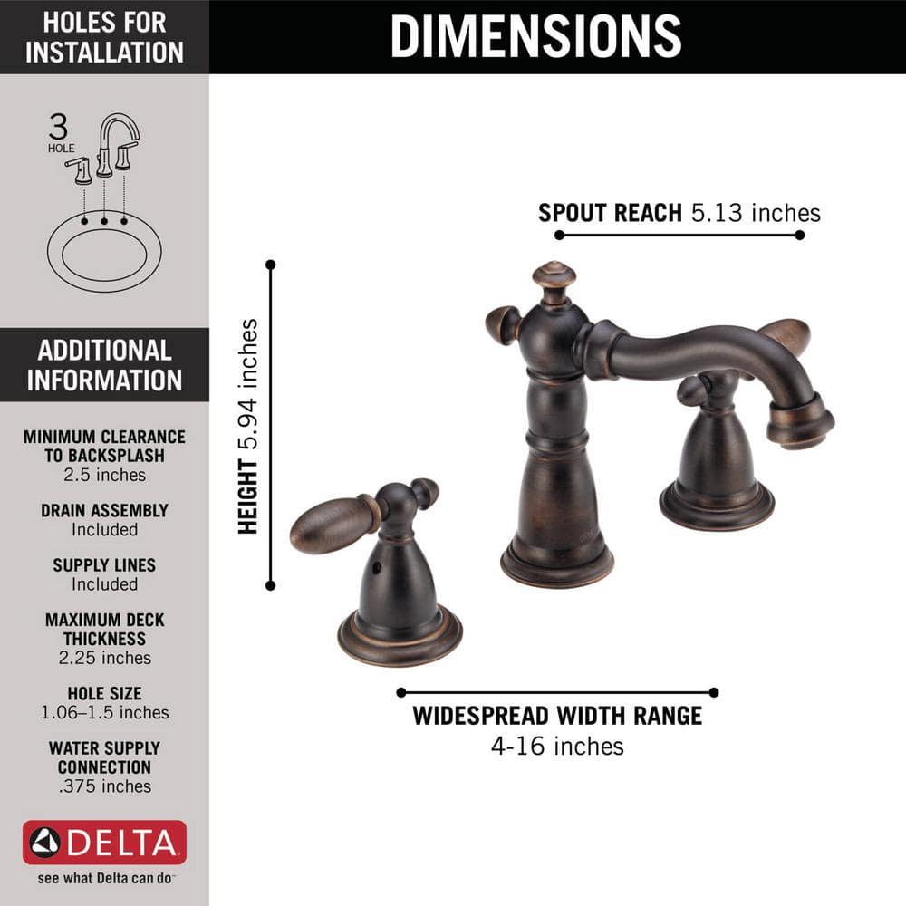 Delta Victorian 8 in Widespread 2Handle Bathroom Faucet with Metal Drain Assembly in Venetian Bronze