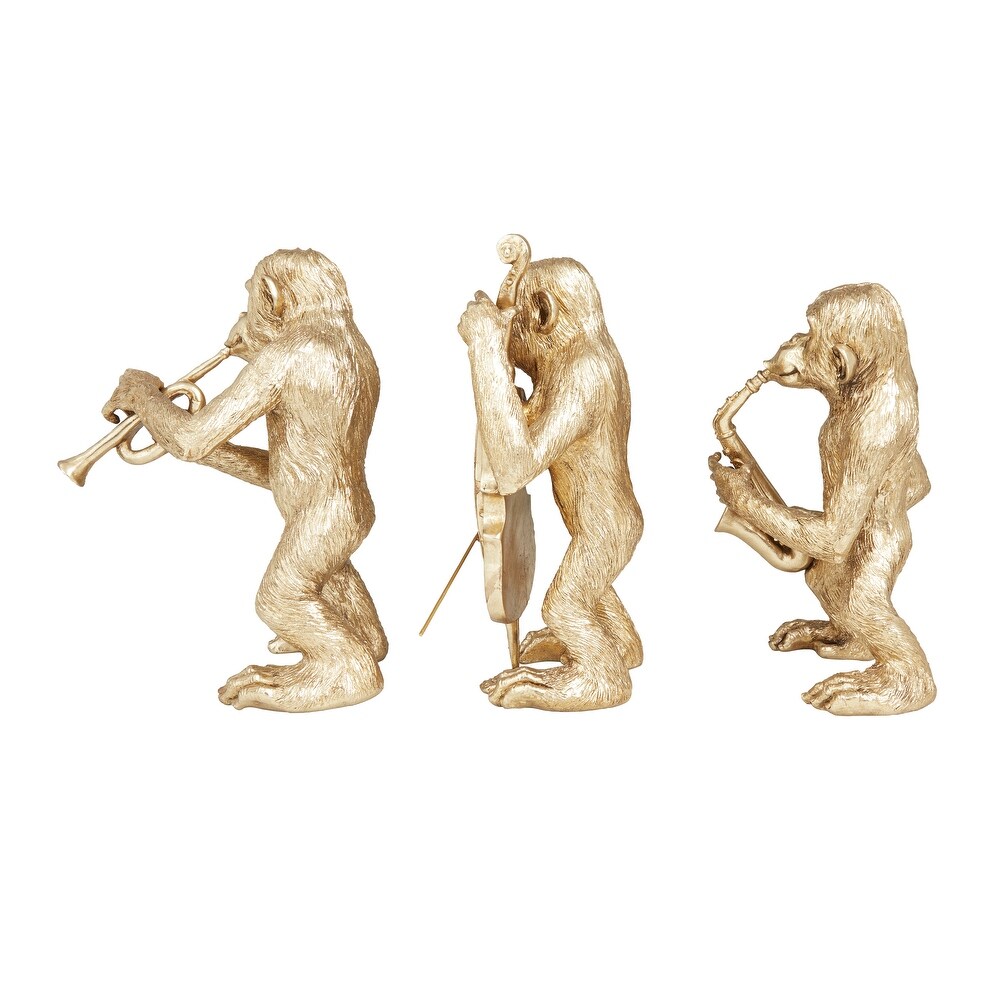 Gold Polystone Contemporary Sculptures (Set of 3)   S/3 12\