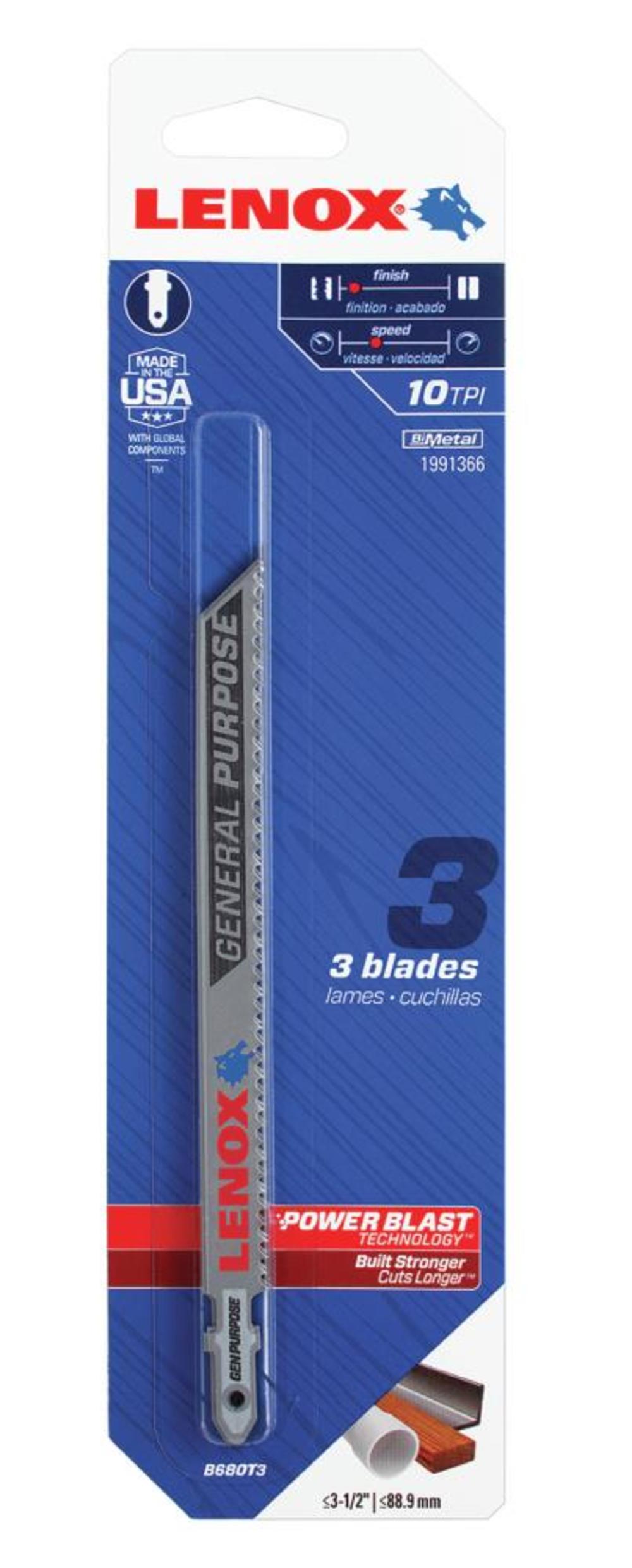 LENOX 5 1/4 T shank Jigsaw Blade 3pk ;