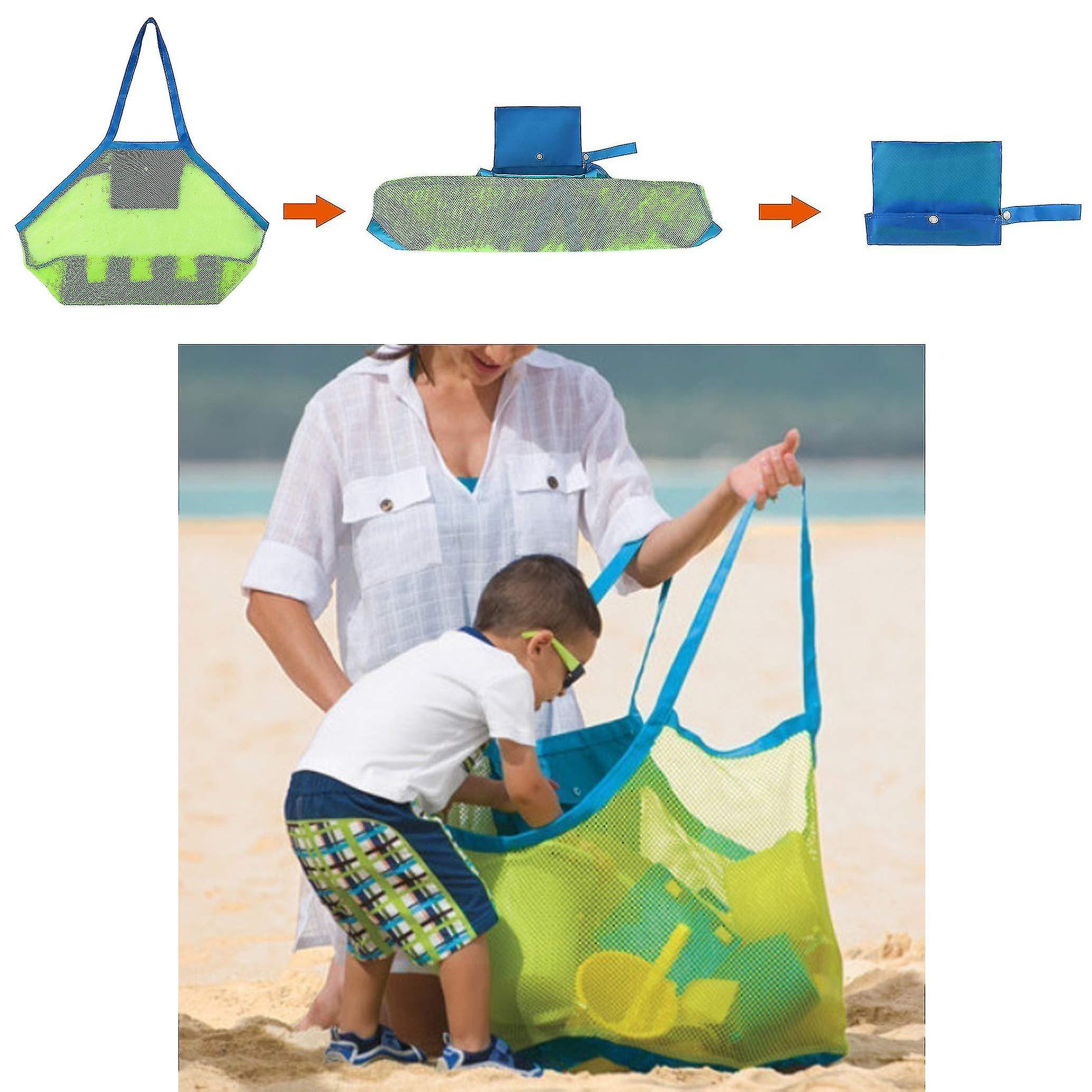 Large Mesh Beach Tote Bag For Outdoor Swim Pool Childrens And Kids Toys Towels Sand Away Organizer Storage Bags