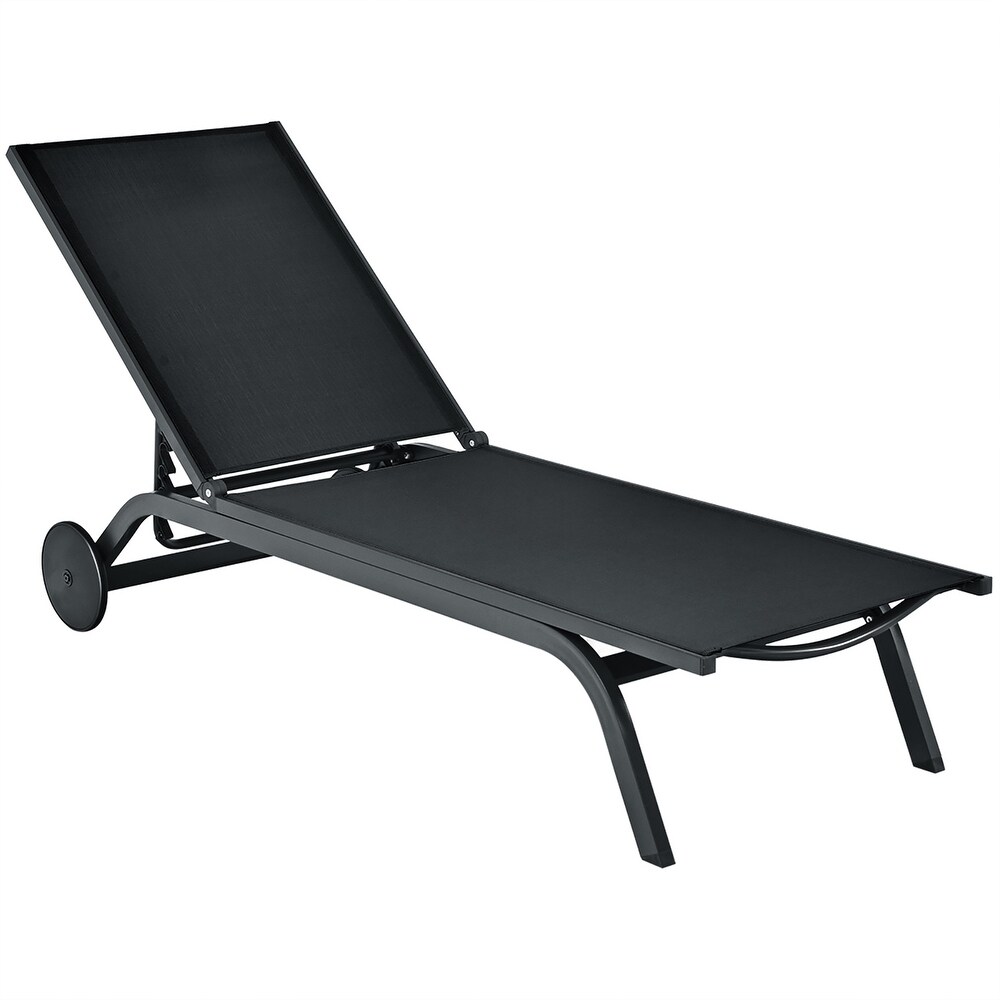 Costway Outdoor Lounge Chair Chaise Reclining Aluminum Fabric   See Details