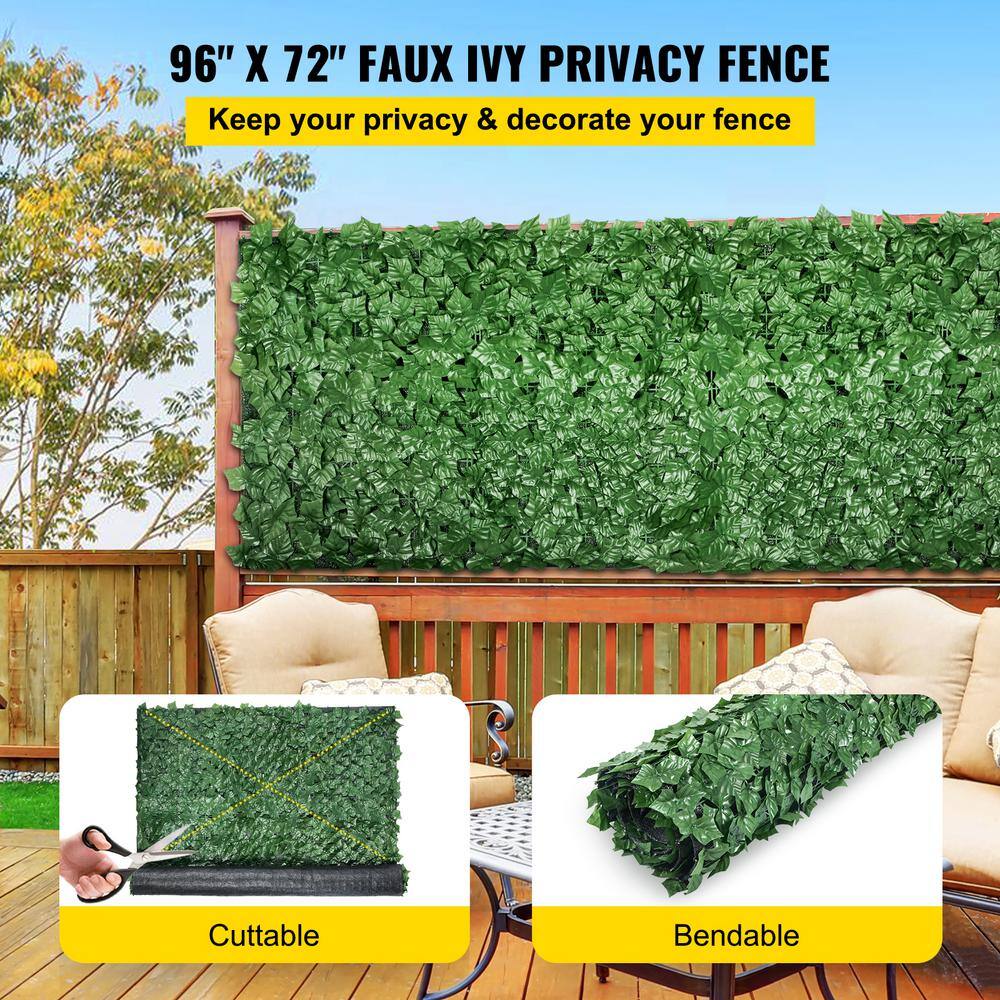 VEVOR 96 in. x 72 in. Faux Leaf Artificial Hedges Ivy Privacy Fence Screen 3-Layers Outdoor Greenery Leaves Panel for Garden RZZWWLYCB9672QKSAV0