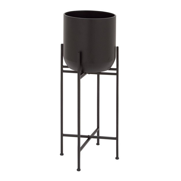 Olivia amp May Modern With Stand Iron Planter Pots Black