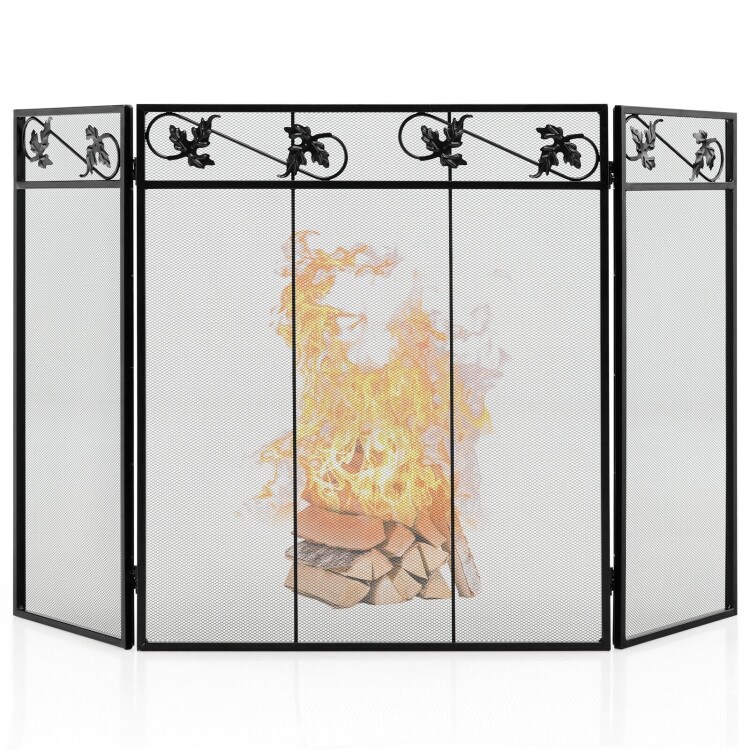 3 Panel Fireplace Screen Decor Cover with Exquisite Pattern