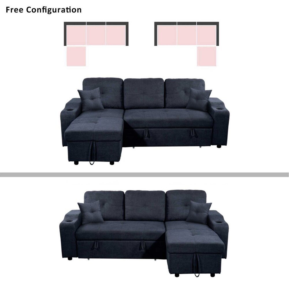 Right facing Sectional Sofa with Footrest  Convertible Corner Sofa with Armrest Storage