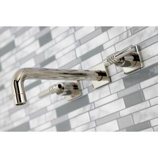 Kingston Brass Milano 2-Handle Wall Mount Tub Faucet in Polished Nickel (Valve Included) HKS6026ML