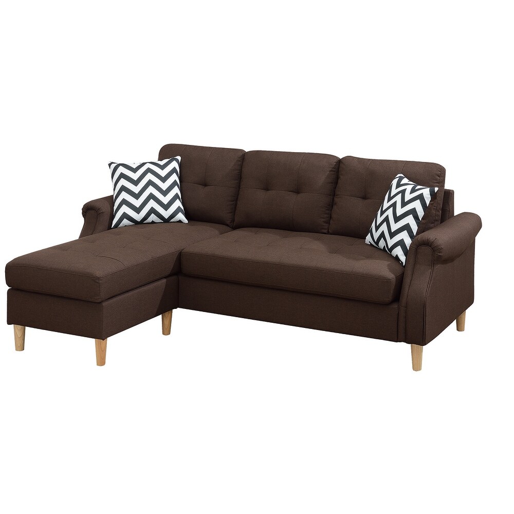 Poundex Reversible Sectional Set W/ 2 Accent Pillows