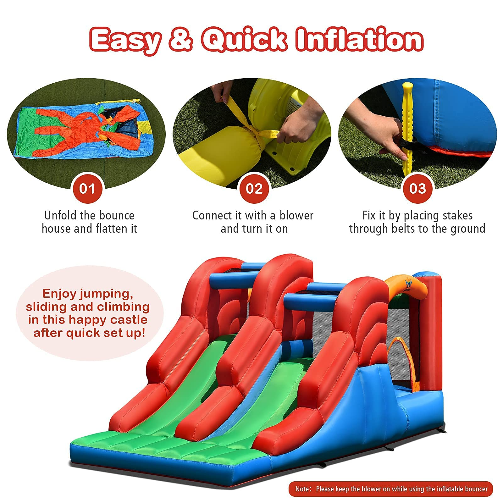 BOUNTECH Inflatable Bounce House | Kids Bouncy Castle with Slide & Climbing Wall & Jumping Area