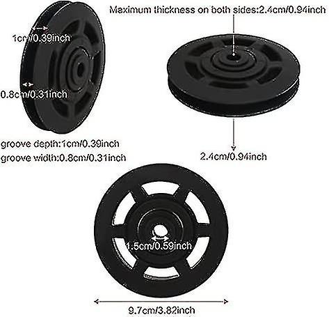 Fitness Pulley Wheel， Pulley Wheel Wearproof Gym Cable Pulley Wheel Bearing Pulley Wheel For Gym Fitness Equipment (black)4 Pieces