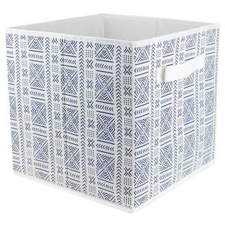 Home Basics 10.5 in. H x 10.5 in. W x 10.5 in. D Blue Fabric Cube Storage Bin HDC51552