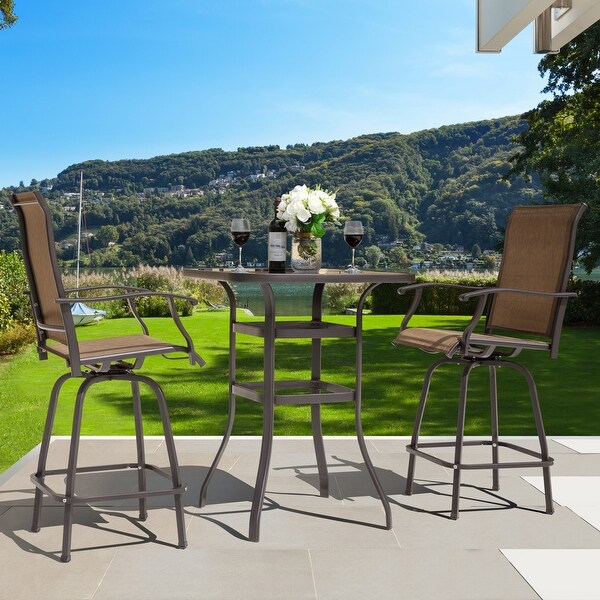 Outdoor 3Piece Patio Swivel Bar Stool Set