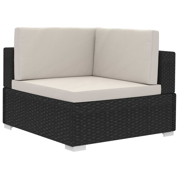 vidaXL 4 Piece Patio Sofa Set with Cushions Poly Rattan Black