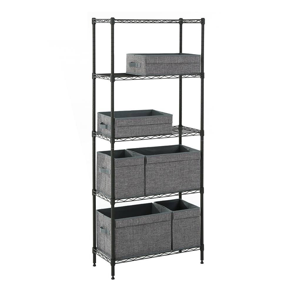 MZG Gray 5-Tier Steel Shelving (11.8 in. x 25.6 in. x 59 in.) 3065150OAG512SG