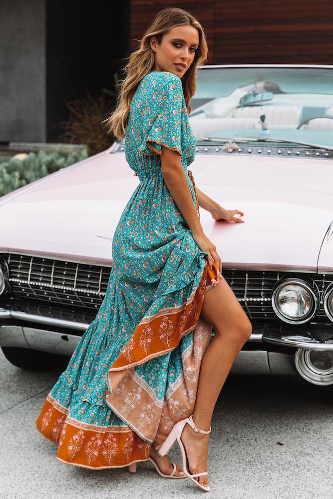 No Letting Go Maxi Dress Turquoise