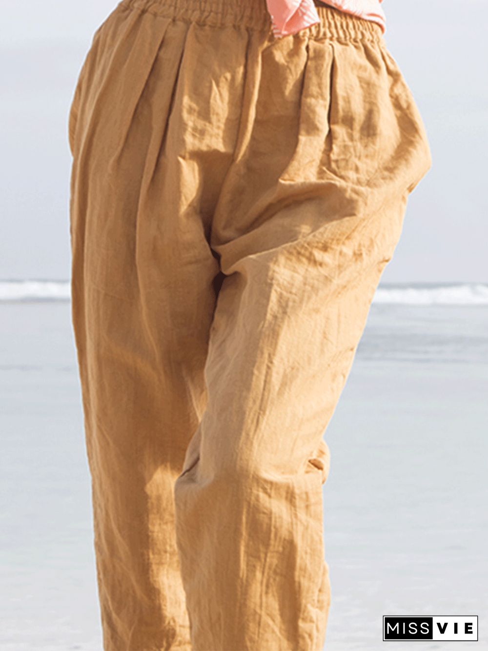 Womens Casual Plus Size Linen Pants