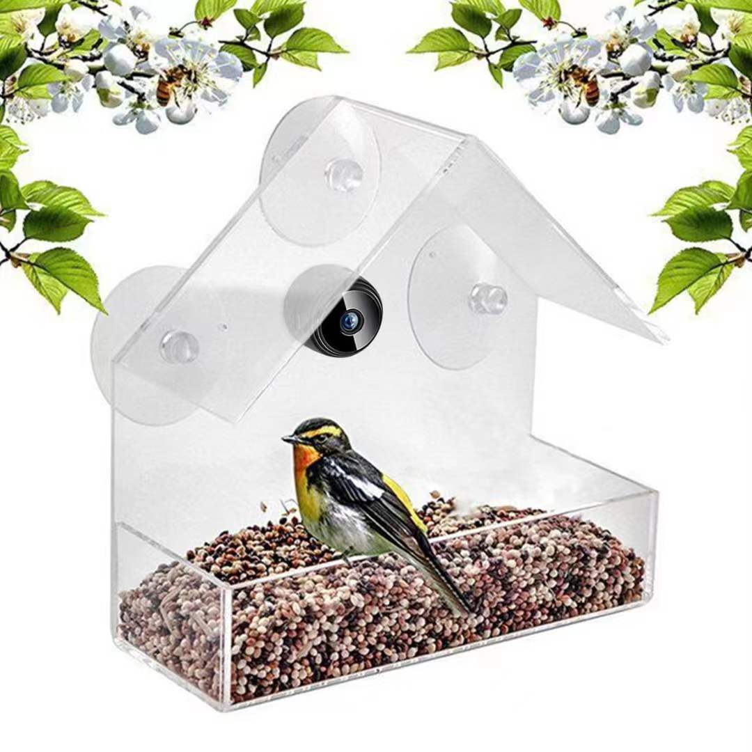 Smart bird feeder with camera Outdoor courtyard with camera， smart hanging bird feeder