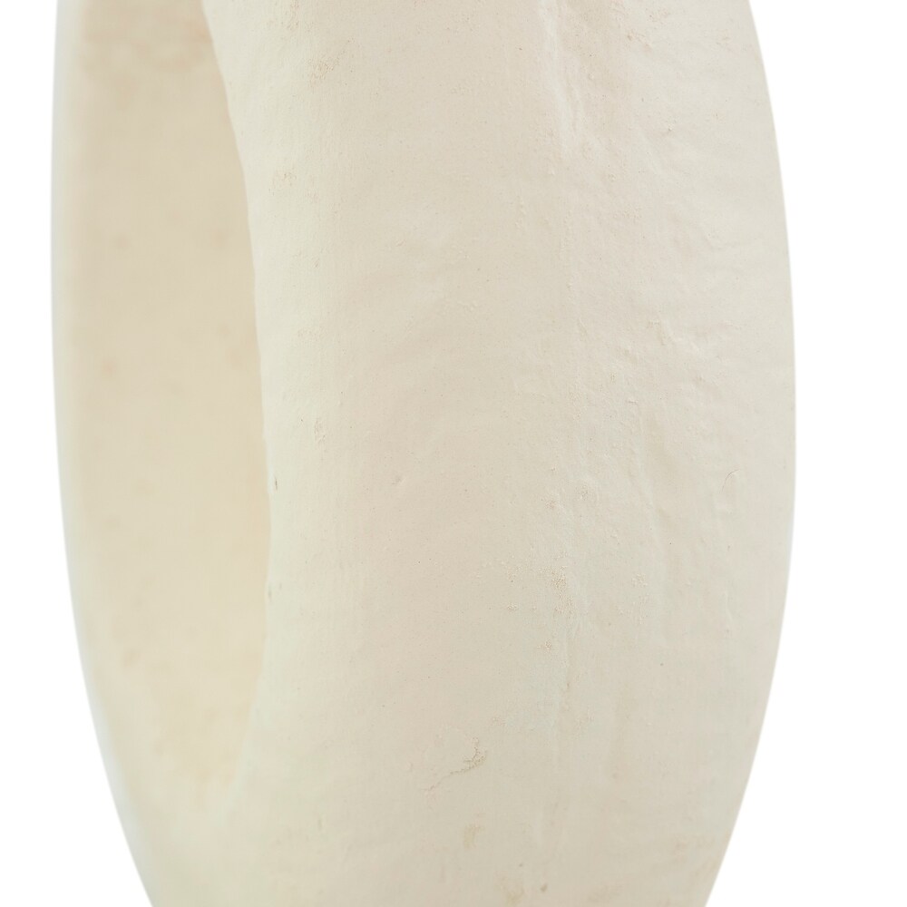 Beige Paper Mache Abstract Rounded Vase with Double Openings