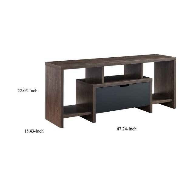 Elle 47 Inch TV Media Entertainment Console， 3 Compartments， Drawer， Walnut