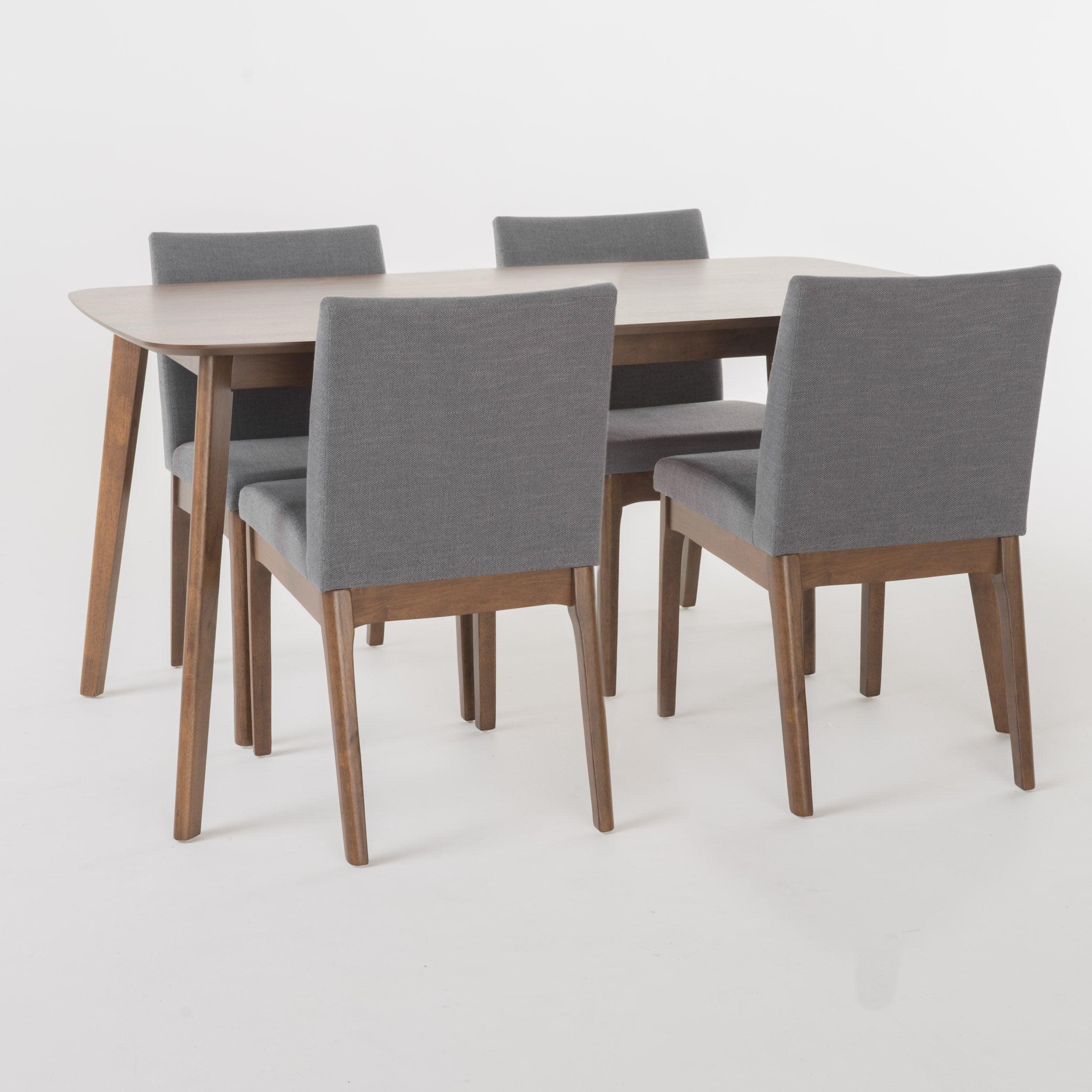 Katherine Mid Century Fabric & Wood Finish 5 Piece Dining Set