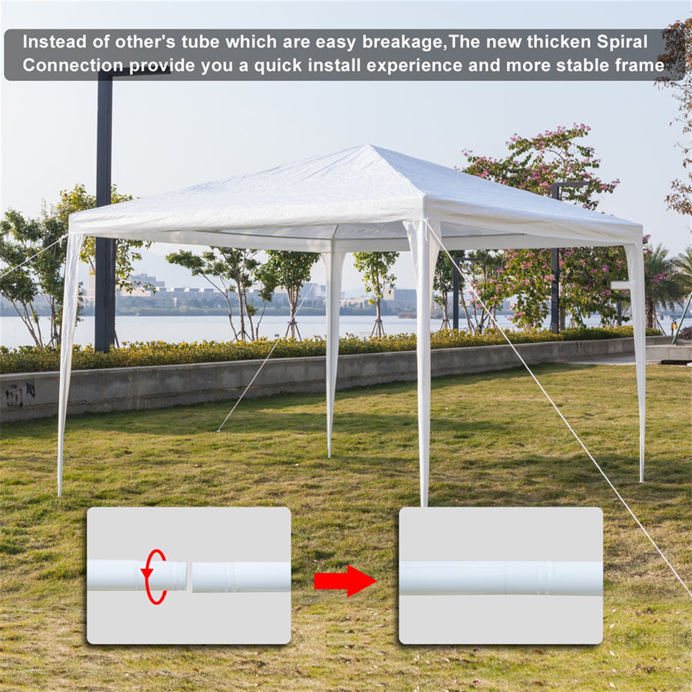 Canopy Party Tent for Outside, 10' x 10' Patio Gazebo Waterproof Tent, ZPL White Outdoor Wedding Tent(No SideWalls)