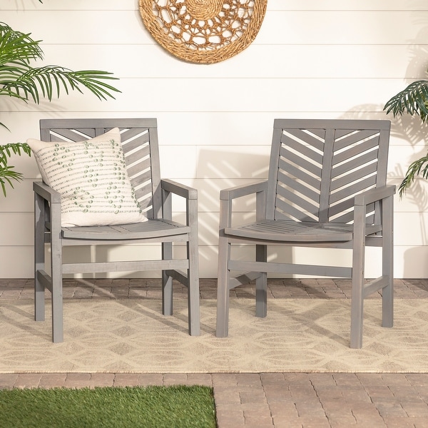 Middlebrook Acacia Wood Chevron Patio Chair (Set of 2)