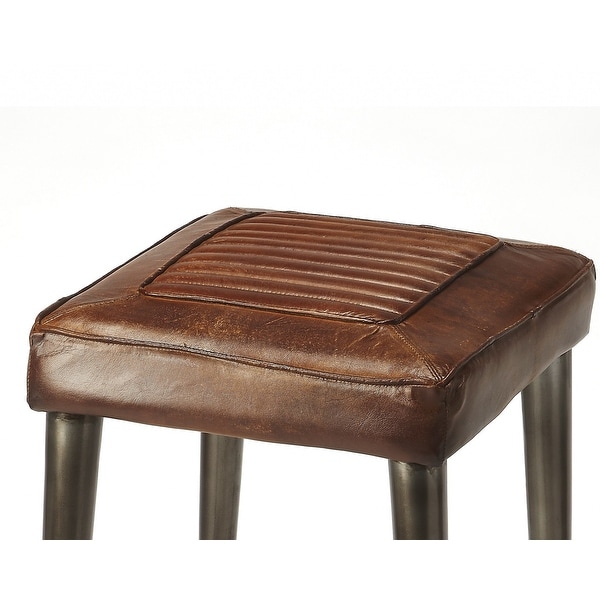 Brown Leather Bar Stool - 17