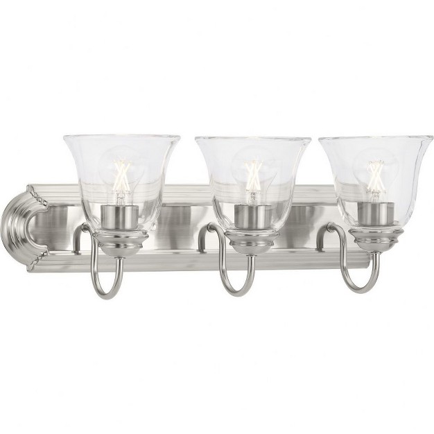 Progress Lighting Calhoun 3 light Brushed Nickel Bathroom Vanity Light With Clear Glass Shades