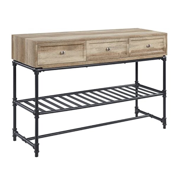 Brantley Rectangular Sofa Table in Oak and Sandy Black