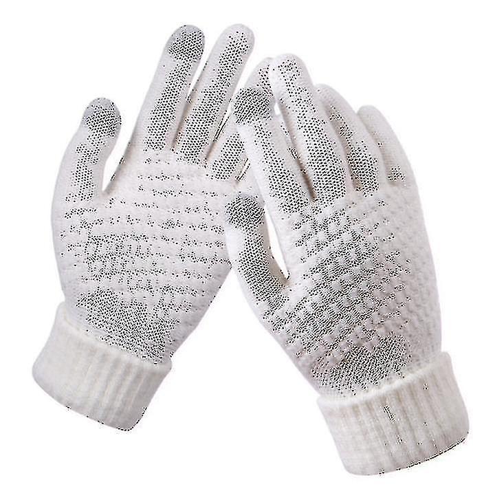 Winter Touchscreen Gloves For Men Women Anti-slip Touch Screen Warm Lined Knit.white