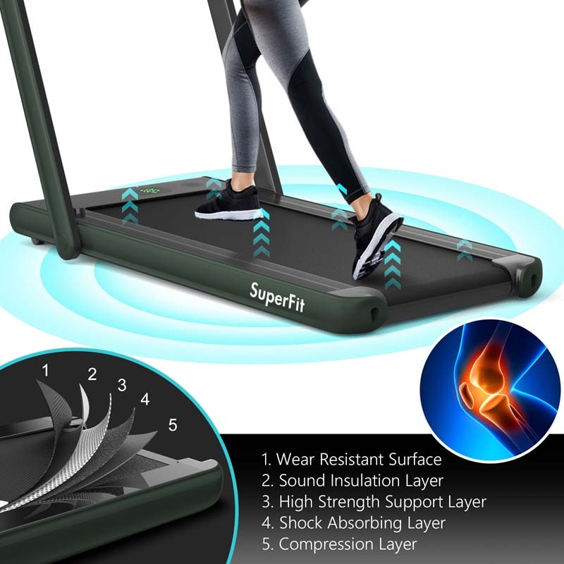 2 in 1 Folding Electric Treadmill for Home Gym, 2.25HP Under Desk Treadmill, Portable Walking Running Machine with Bluetooth Speaker