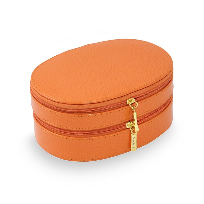 Bey-Berk Oval Leather Jewelry Case