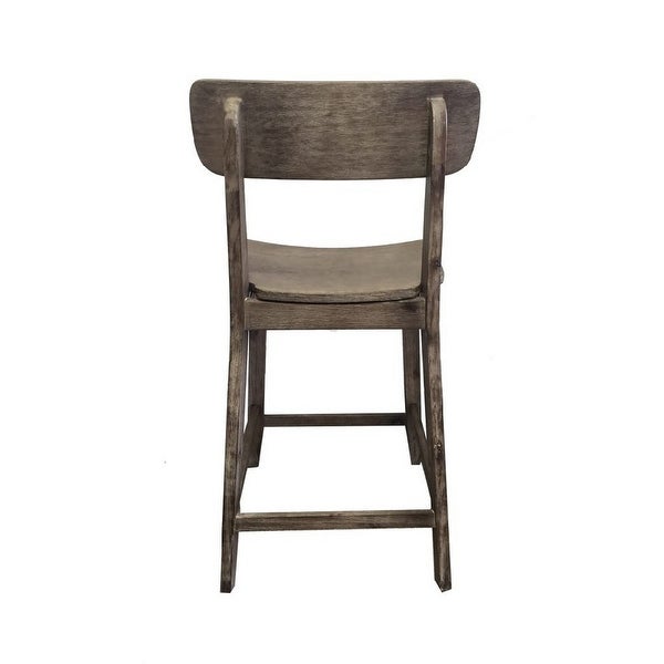 Curved Seat Wooden Frame Counter Stool with Cut Out Backrest， Gray