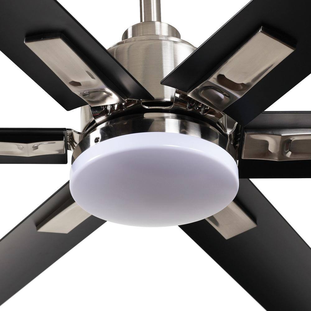 Parrot Uncle 72 in. Modern Integrated LED Brushed Chrome Ceiling Fan with Light and Remote Control BBCPD1719-I