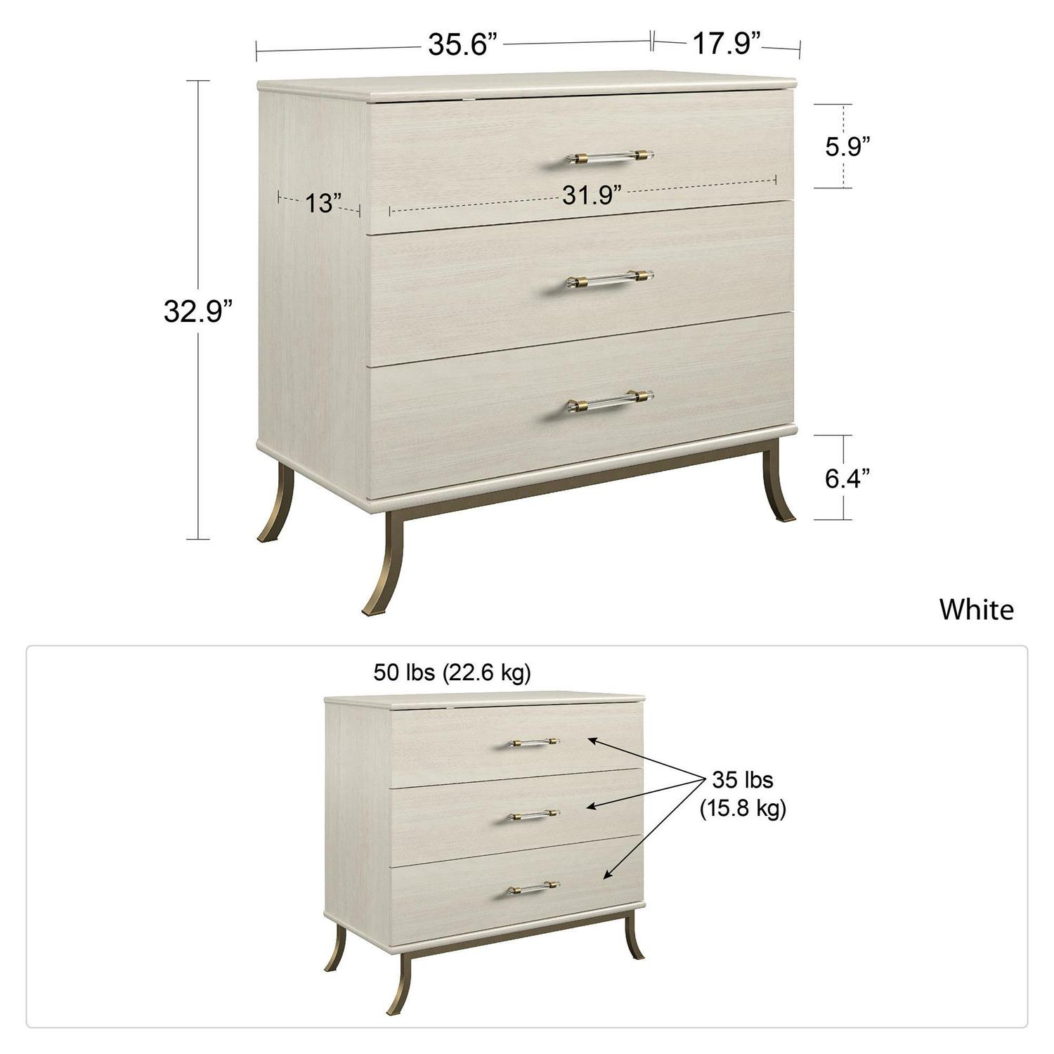 Little Seeds Monarch Hill Clementine 3 Drawer Dresser， White