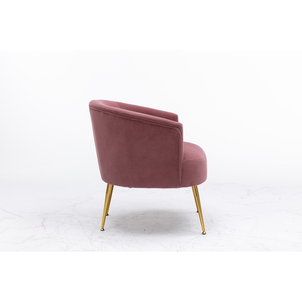 Velvet Accent Barrel Chair for Living Room Modern Bedroom Armchair with Golden Metal Legs  Leisure Accent Tub Chairs with Back