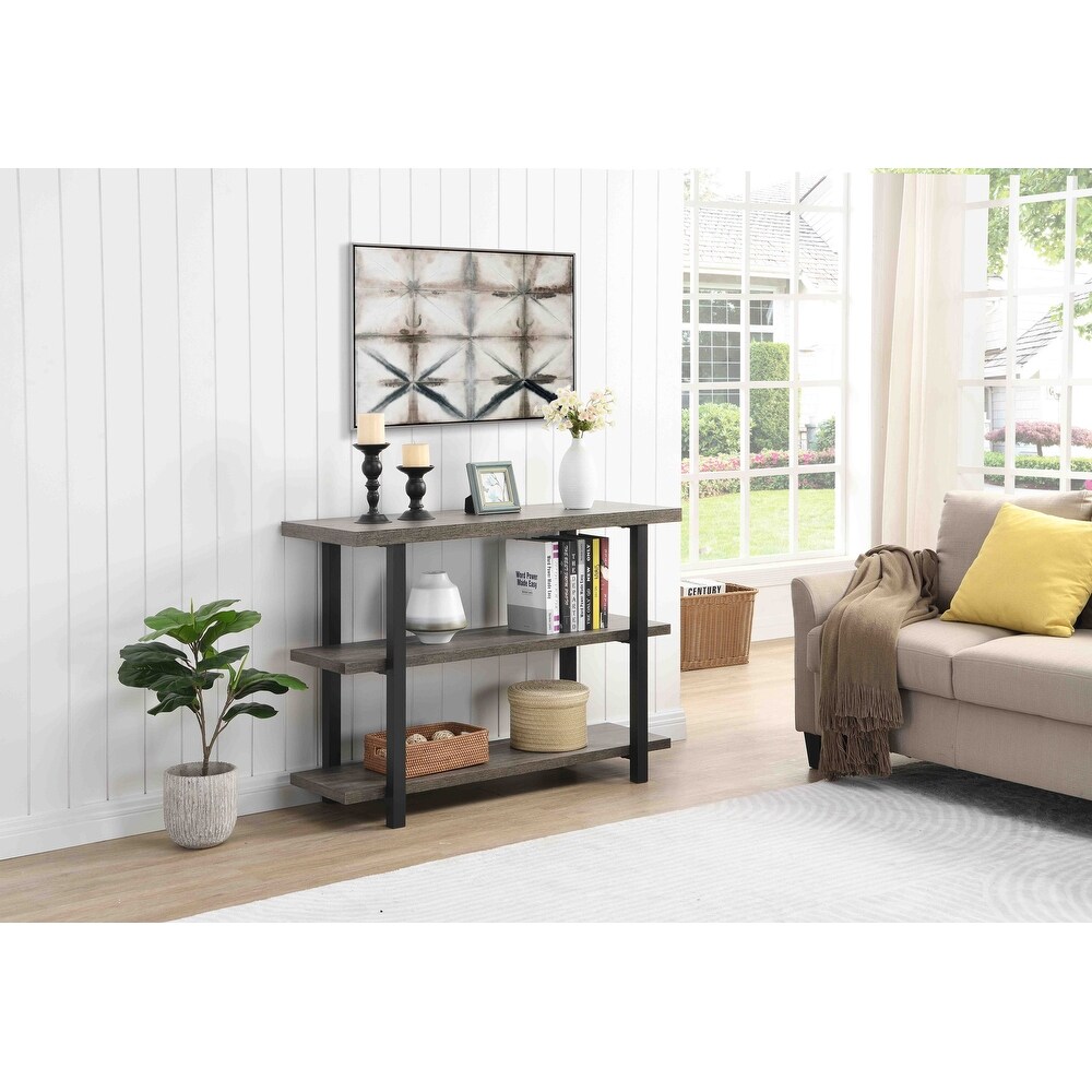 Industrial 3 Tier Sofa Console Table  Wood/Metal