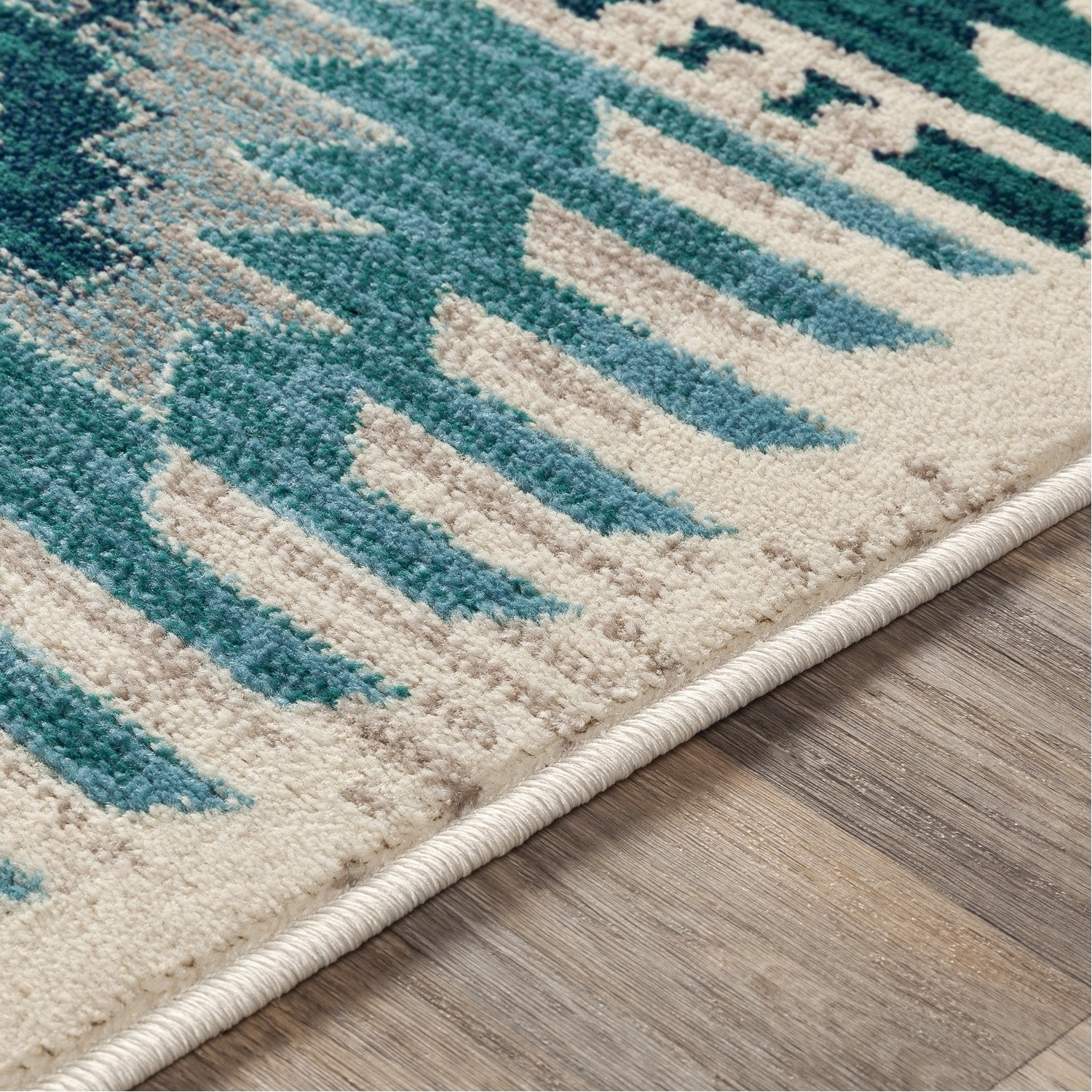 Paramount Rug in Aqua, Teal, Dark Blue, Light Gray, Cream