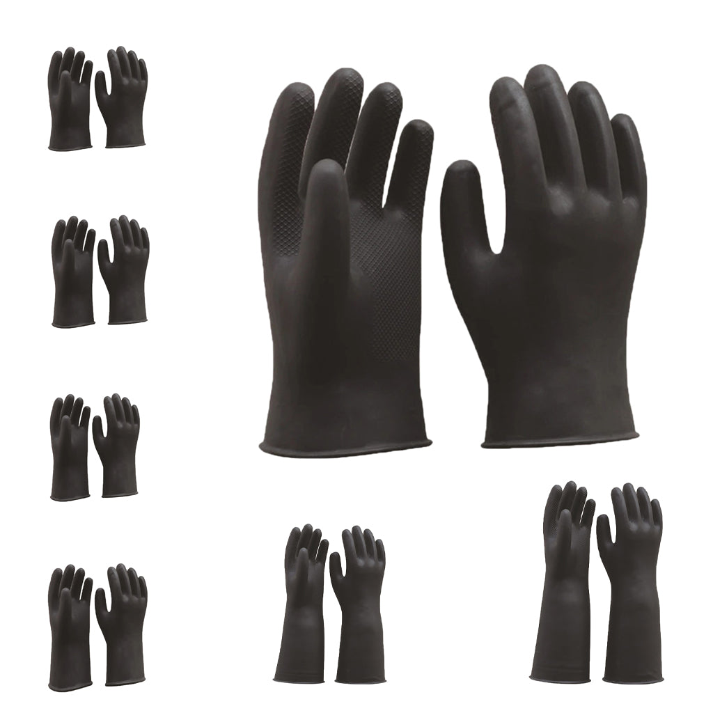 Long Industrial Rubber Latex Gloves Work Gardening Gloves Black 31cm