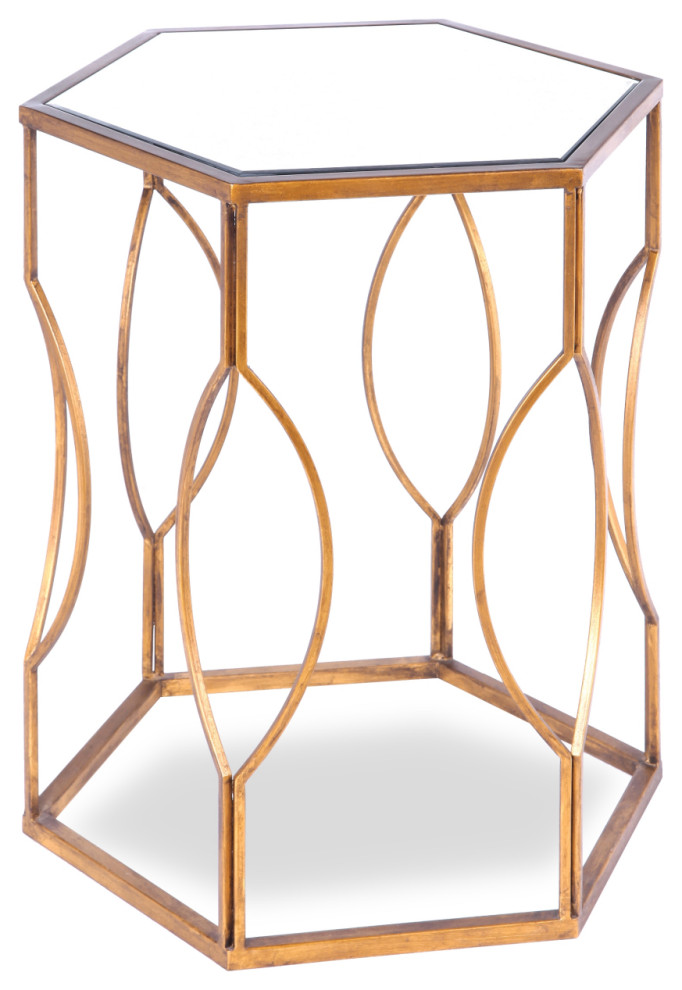 Hexagonal Antique Gold Side Table  Liang  ampEimil Tao   Contemporary   Side Tables And End Tables   by Oroa   Distinctive Furniture  Houzz