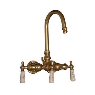 Pegasus 3-Handle Claw Foot Tub Faucet without Hand Shower with Gooseneck Spout for Acrylic Tub in Polished Brass 4012-PL-PB