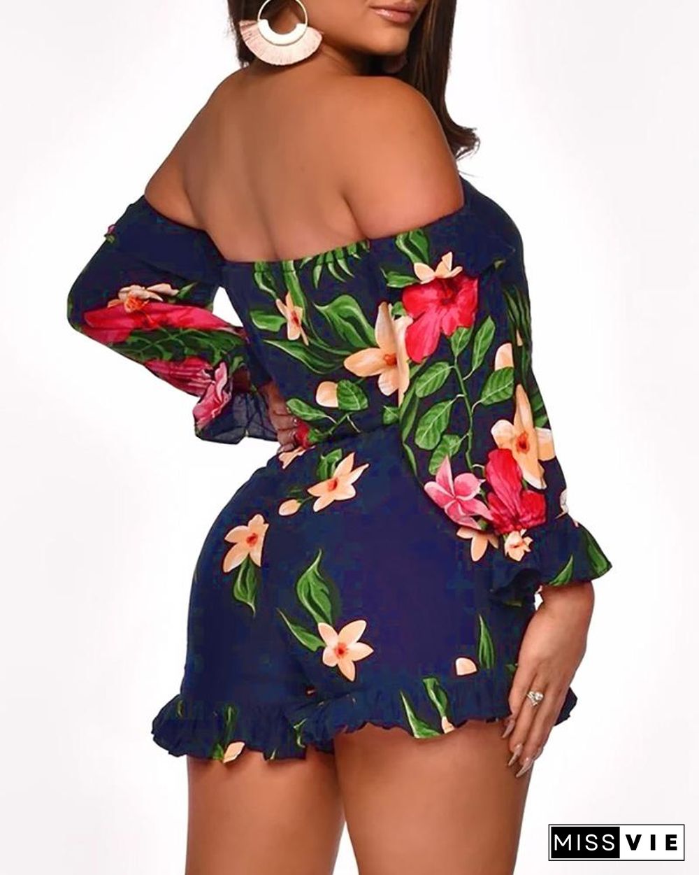 Off Shoulder Floral Printed Romper