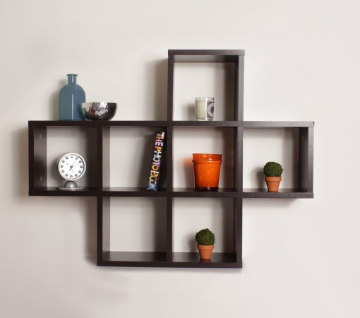 Danya B. Cubby Laminated Walnut Veneer Shelving Unit