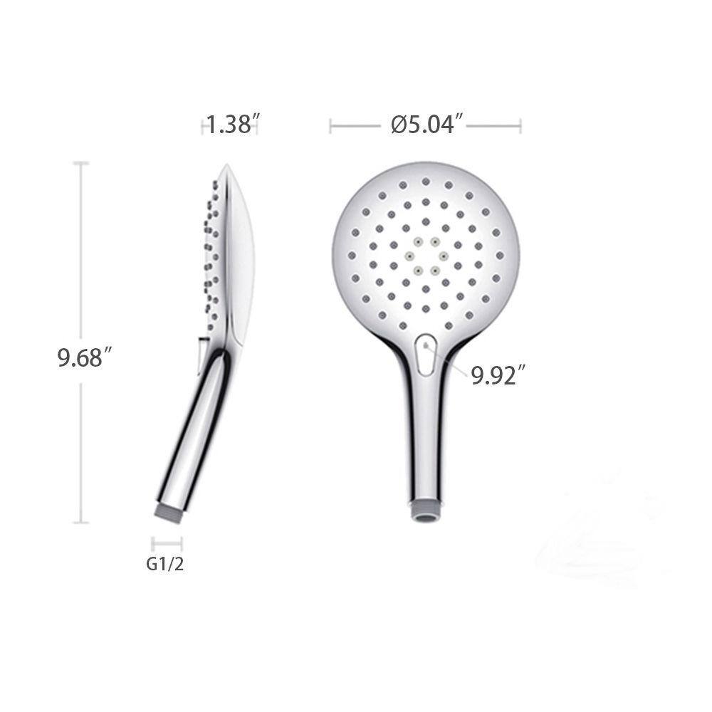 PROOX 3-Spray Patterns 5 in. High Pressure Wall Mount Handheld Shower Head in Chrome PR-HS1301